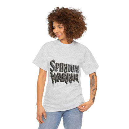Spiritual Warrior T-Shirt — Gothic Lettering Faith & Strength Tee