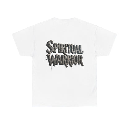 Spiritual Warrior T-Shirt — Gothic Lettering Faith & Strength Tee