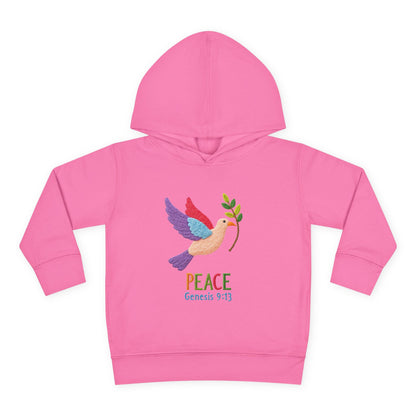 Toddler Hoodie — Colorful Peace Dove with Olive Branch & “PEACE Genesis 9:13”