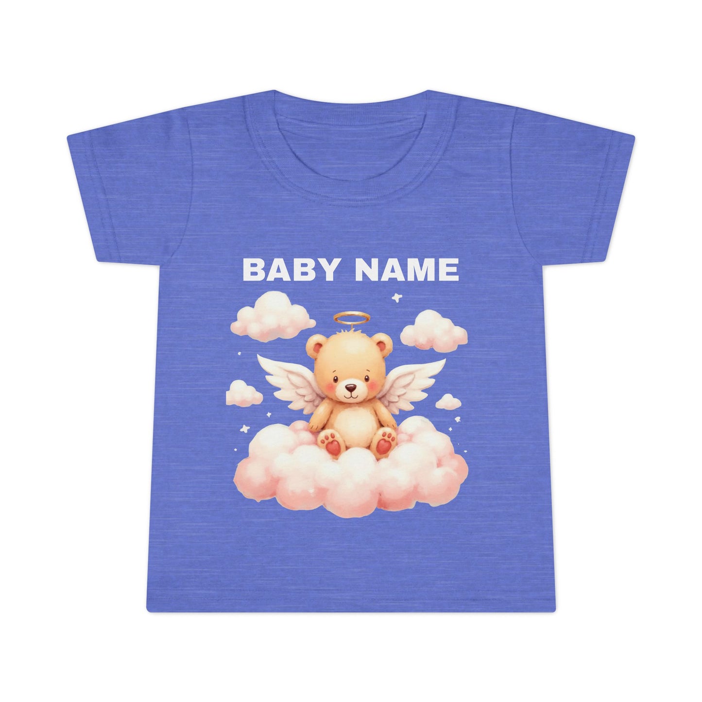 Personalized Toddler T-Shirt — Cute Angel Bear on Cloud (Custom "Baby Name")