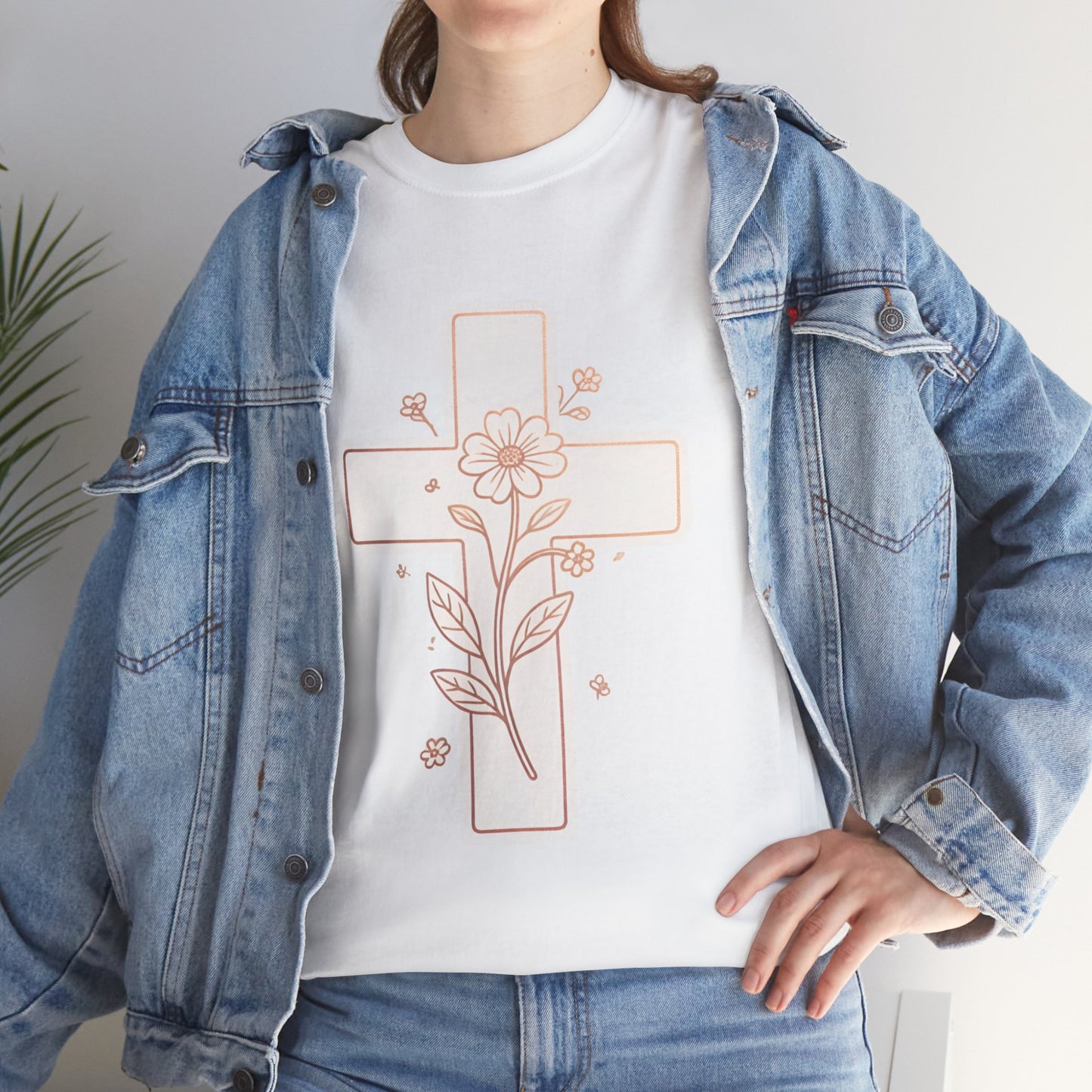 Floral Cross Tee — Delicate Bloom Christian T-Shirt