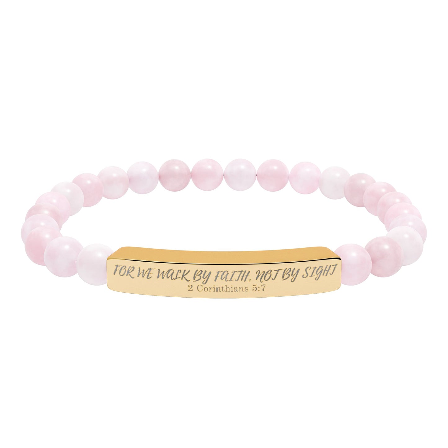 Engravable Natural Stone Bead Bar Bracelet – Stretch Healing Jewelry