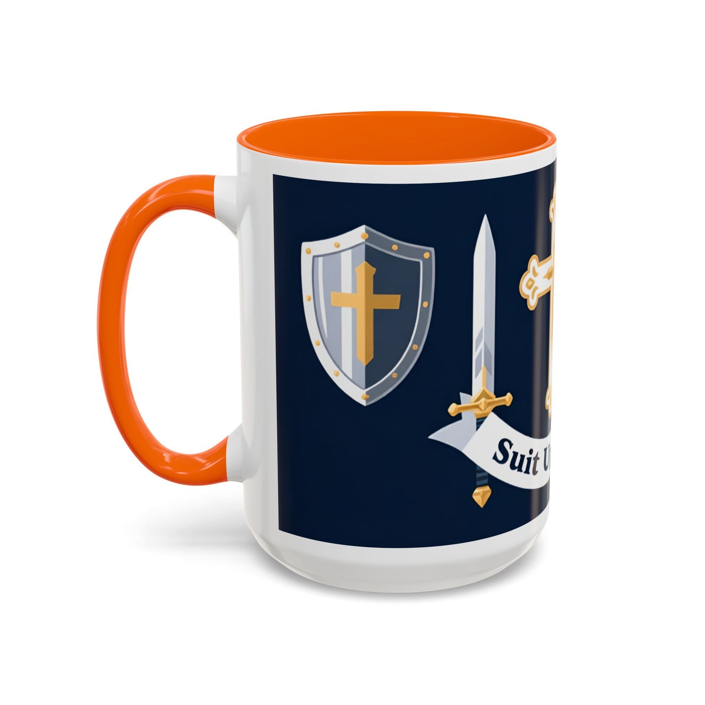 Christian Knight Coffee Mug — “Suit Up Daily” Accent Ceramic Mug