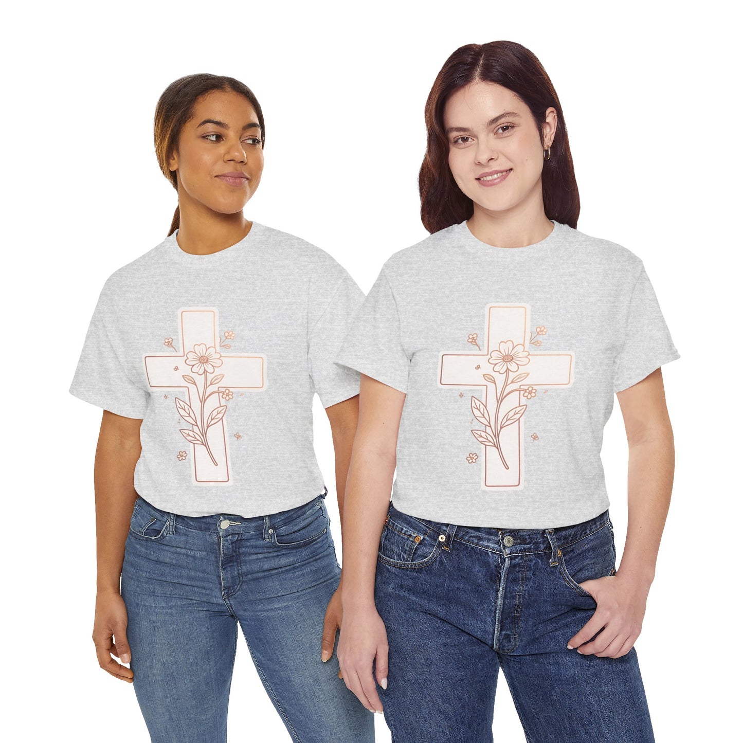Floral Cross Tee — Delicate Bloom Christian T-Shirt