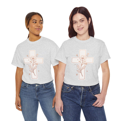 Floral Cross Tee — Delicate Bloom Christian T-Shirt
