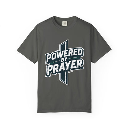 Powered by Prayer T‑Shirt — Faith Graphic Tee with Cross