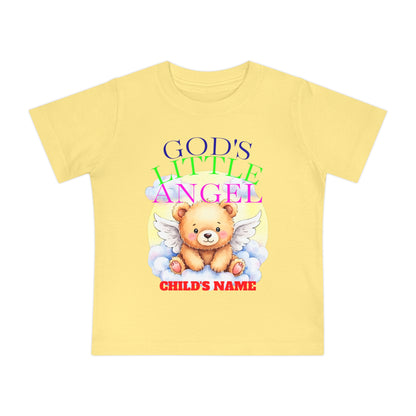 Baby T-Shirt — "God's Little Angel" Cute Winged Bear Personalized Tee