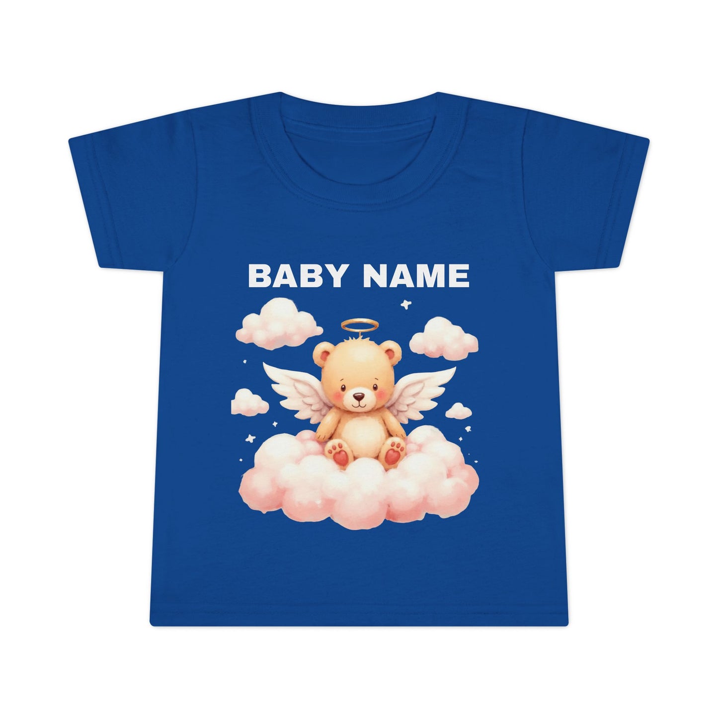 Personalized Toddler T-Shirt — Cute Angel Bear on Cloud (Custom "Baby Name")