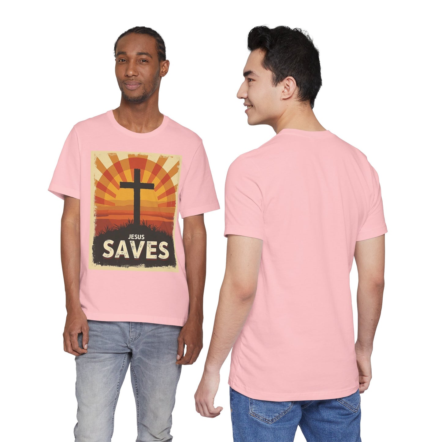 Jesus Saves Cross tee | Christian faith shirt, sunrise graphic | Perfect Gift for Mom and Dad | Friends and Family Shirt