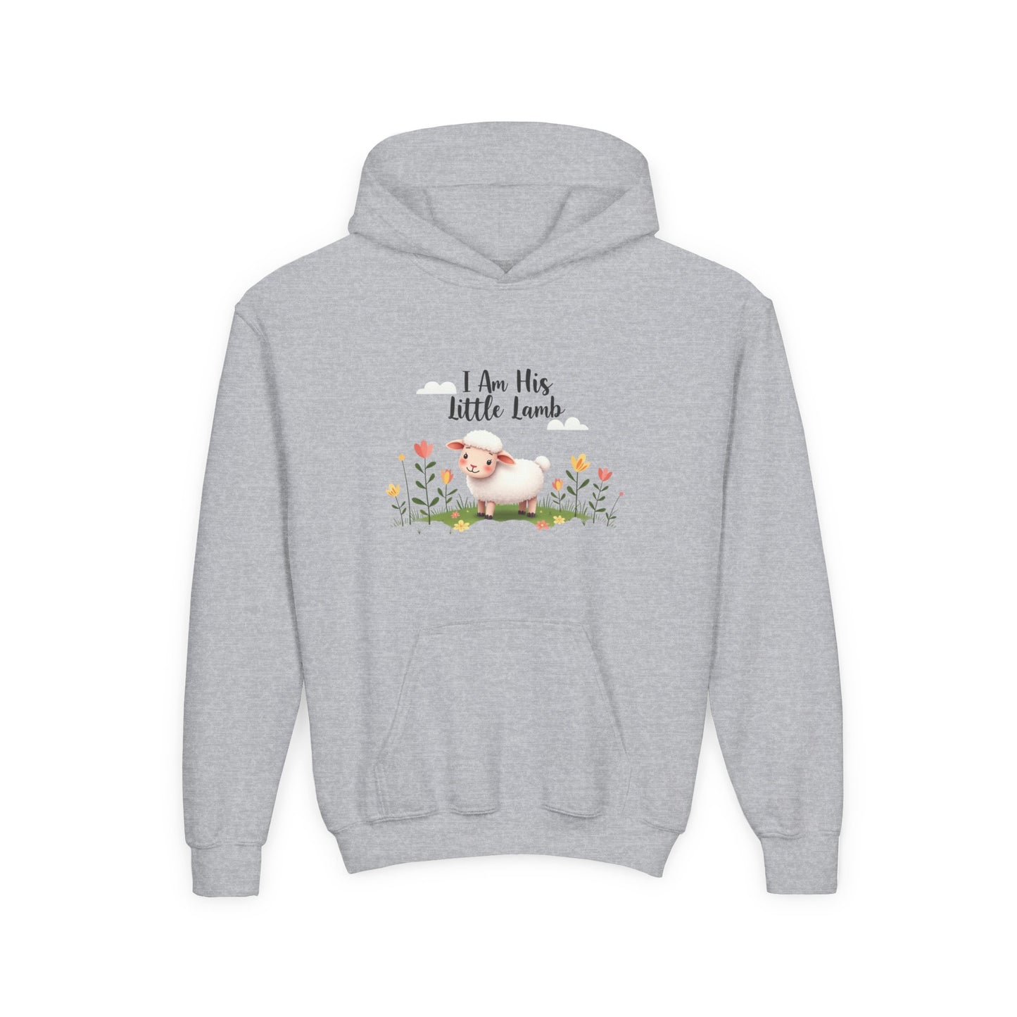 Youth Hoodie - "I Am His Little Lamb" Cute Floral Lamb Kids Pullover