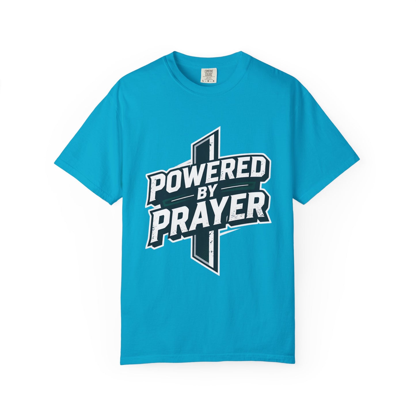 Powered by Prayer T‑Shirt — Faith Graphic Tee with Cross