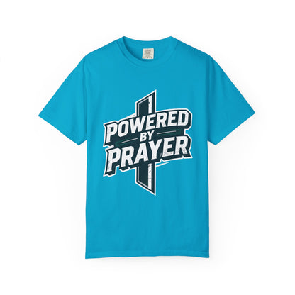 Powered by Prayer T‑Shirt — Faith Graphic Tee with Cross