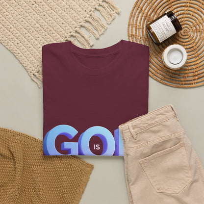 God Greater Gradient Tee — Soft Blue & Lilac Faith Shirt