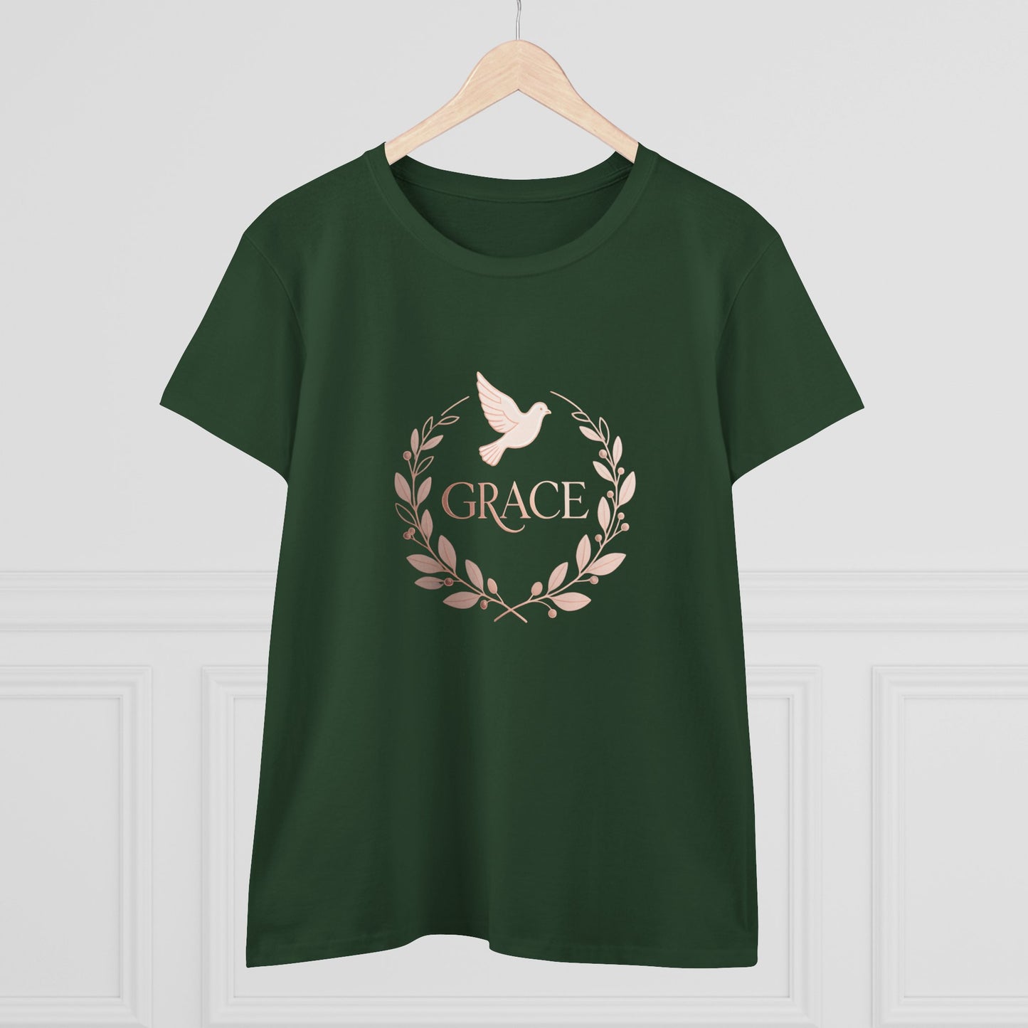 Graceful Dove Wreath Tee — Women's Rose-Gold Reminder Tee