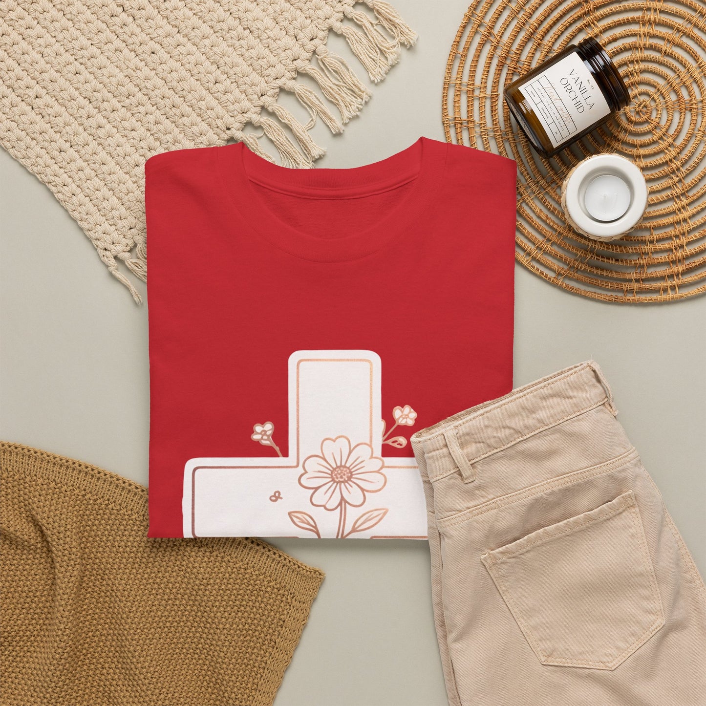Floral Cross Tee — Delicate Bloom Christian T-Shirt
