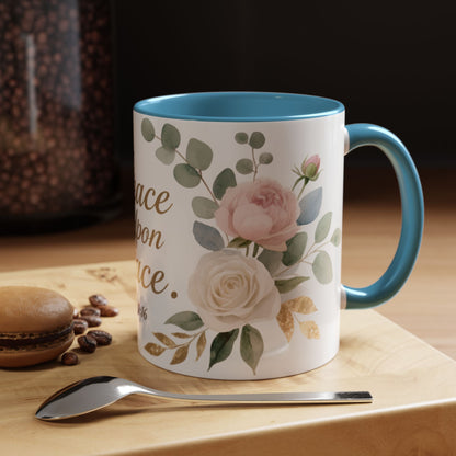 Grace Upon Grace Floral Coffee Mug — John 1:16 Scripture Accent Mug