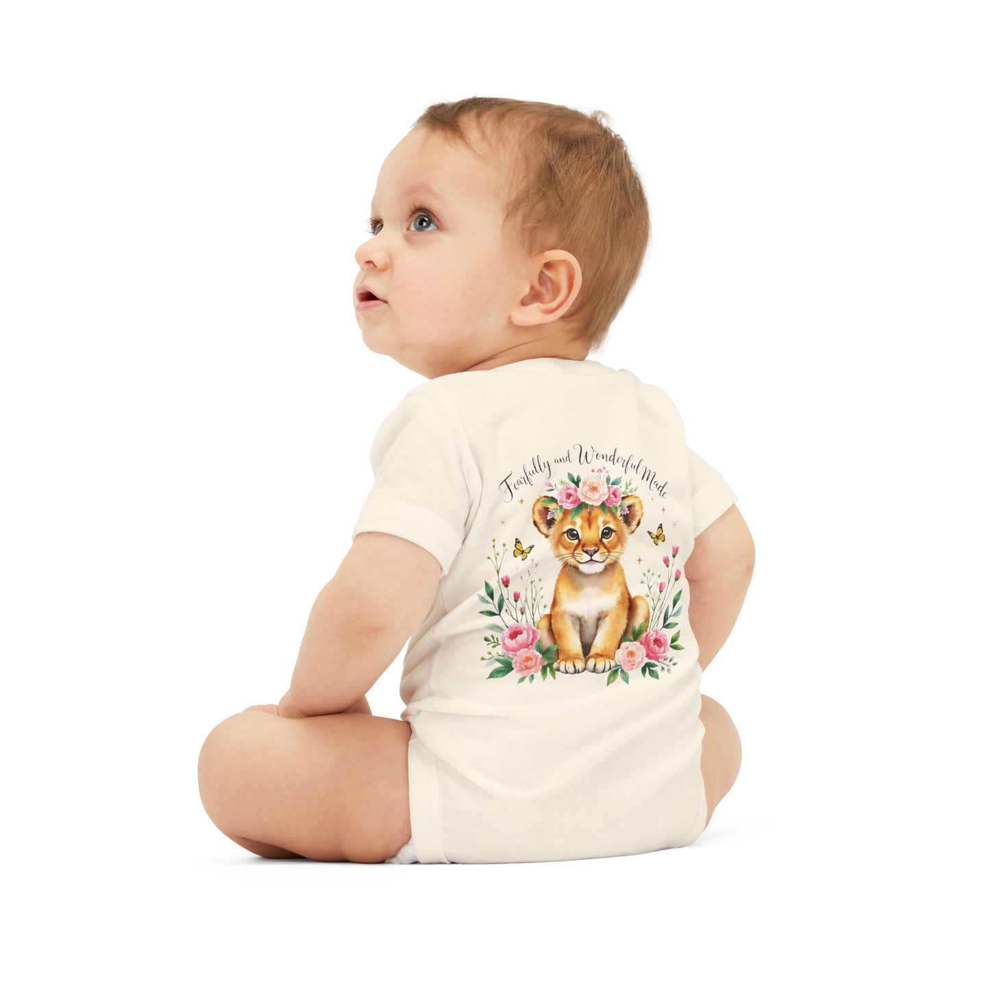 Baby Onesie - Floral Lion Cub "Wild and Wonderful" Personalized Infant Bodysuit
