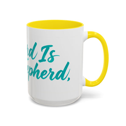 Scripture Accent Coffee Mug — Teal Hand-Lettered Encouragement (11/15 oz)