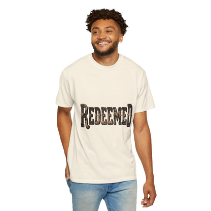 Garment-Dyed Statement Tee — Bold Single-Word Typographic Front