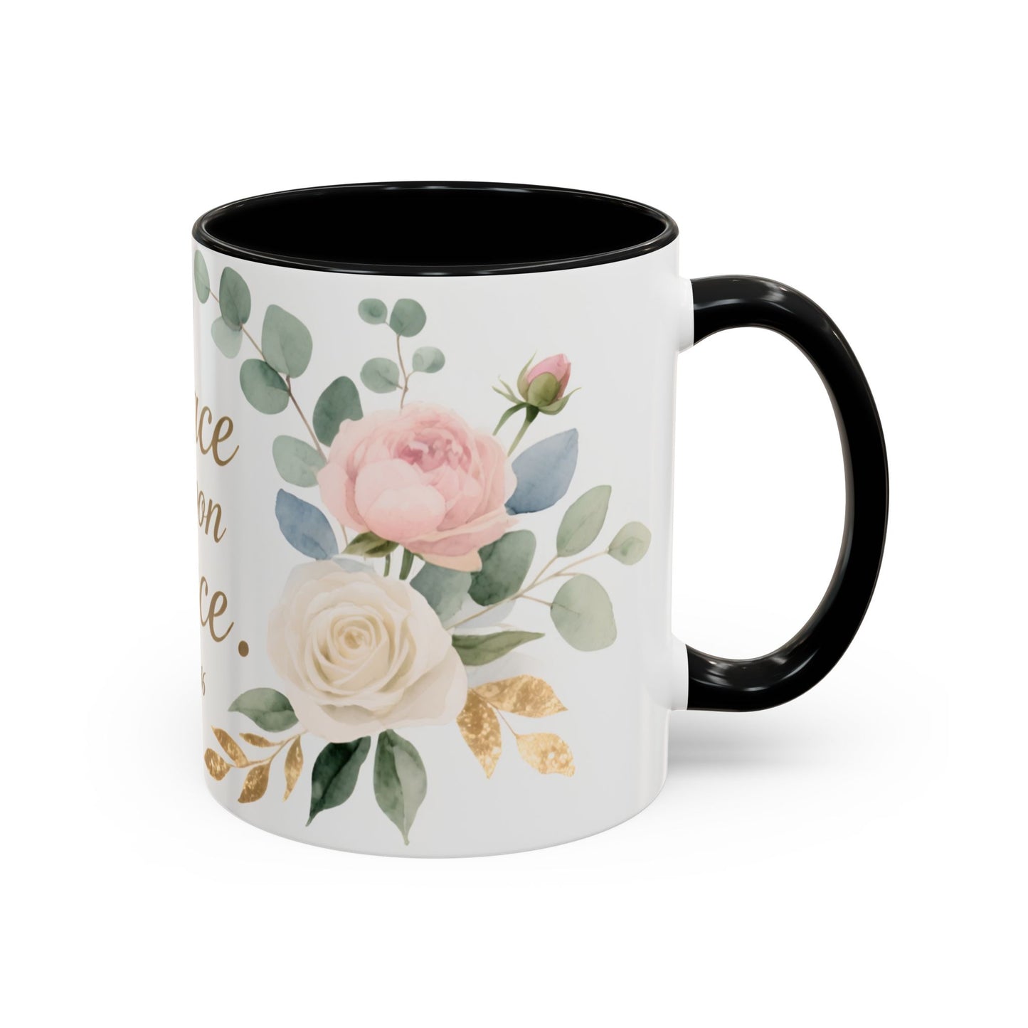 Grace Upon Grace Floral Coffee Mug — John 1:16 Scripture Accent Mug