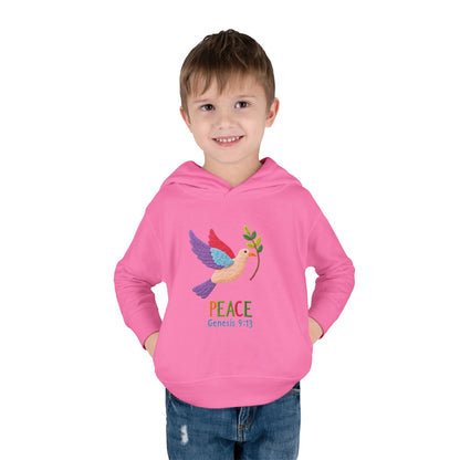 Toddler Hoodie — Colorful Peace Dove with Olive Branch & “PEACE Genesis 9:13”