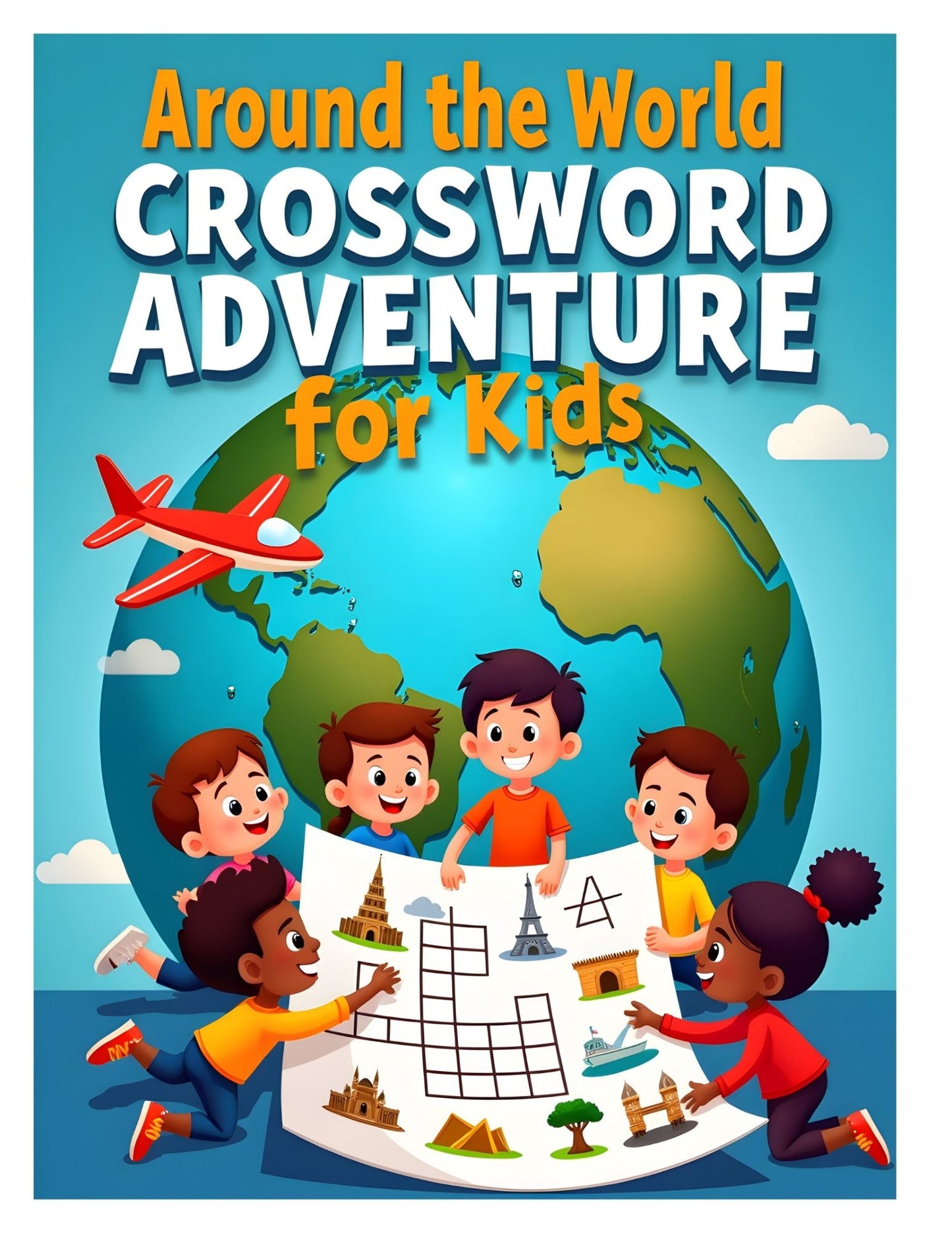 Around the World Crossword Adventure for Kids | 25+ crossword puzzles | Large, easy-to-read layout (8.5 x 11 inches) | PDF File | Digital Download