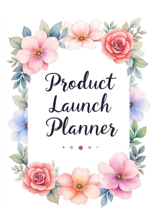 Product Launch Planner cover with floral design on a white background