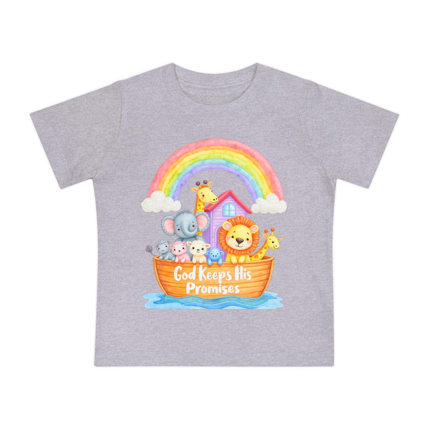 Baby T-Shirt — "God Keeps His Promises" Noah's Ark Rainbow Design