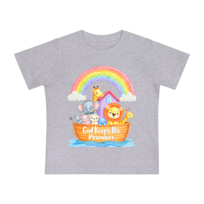 Baby T-Shirt — "God Keeps His Promises" Noah's Ark Rainbow Design