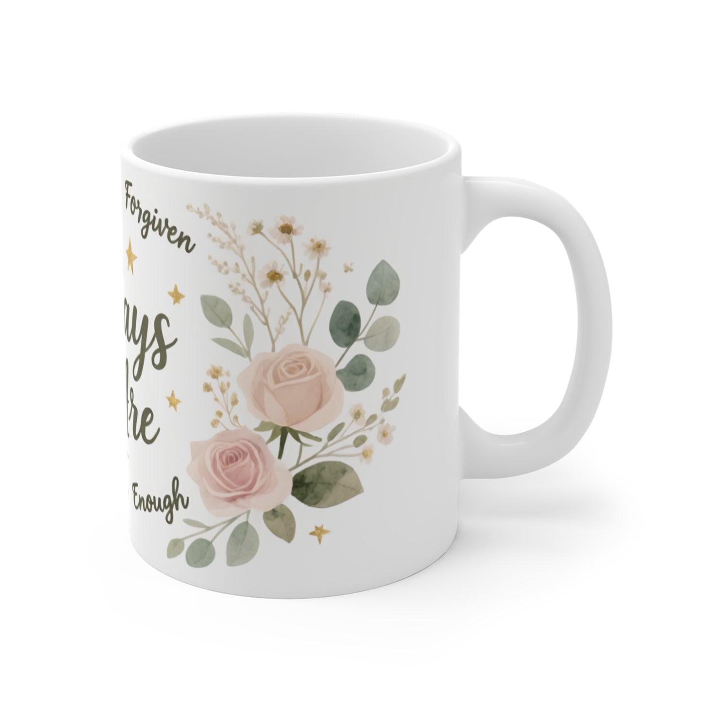 Inspirational Christian Mug - "God Says You Are" Floral Scripture Coffee Mug (Jeremiah 31:3)