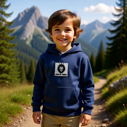 Kids Lion Embroidered Hoodie - 'Live & Roar' Fleece Pullover