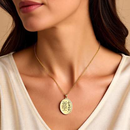 Philippians 4:13 Oval Pendant Necklace — Inspirational Cross Floral Engraved Jewelry (Gold/Silver)