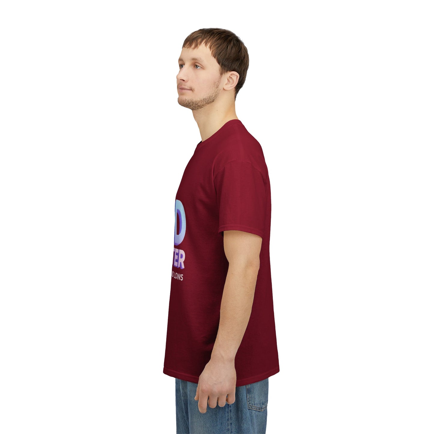 God Greater Gradient Tee — Soft Blue & Lilac Faith Shirt