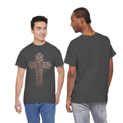 Floral Cross Tee – Delicate Pink Botanical Christian T-Shirt