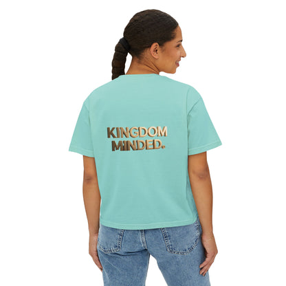 Kingdom Minded Boxy Tee — Women's Faith-Inspired Cropped T-Shirt