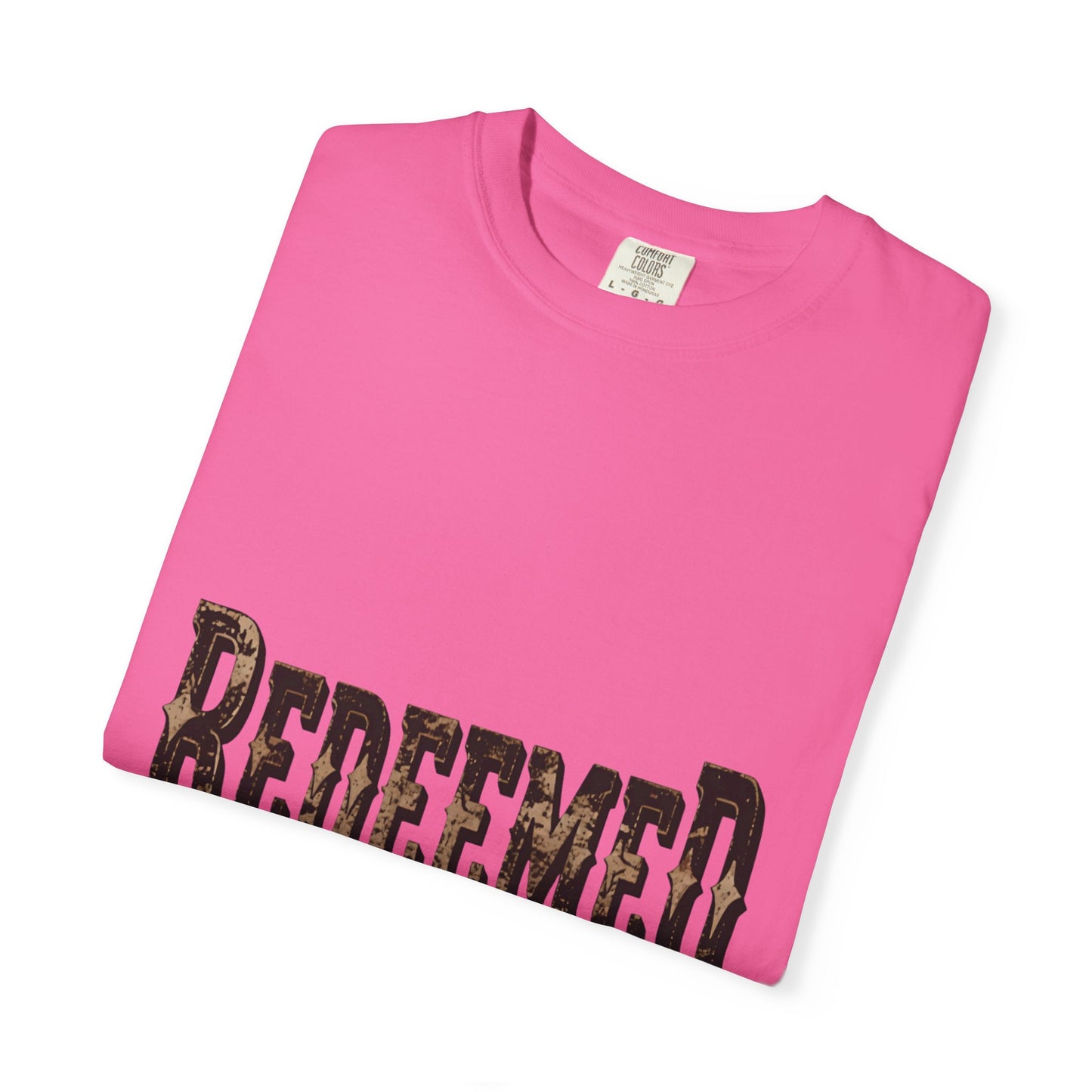 Garment-Dyed Statement Tee — Bold Single-Word Typographic Front