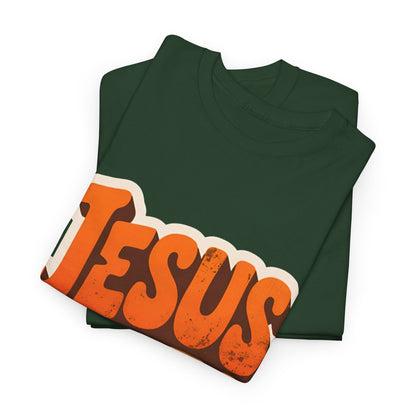 Jesus Saves Retro Tee — Bright Sunset Faith T-Shirt