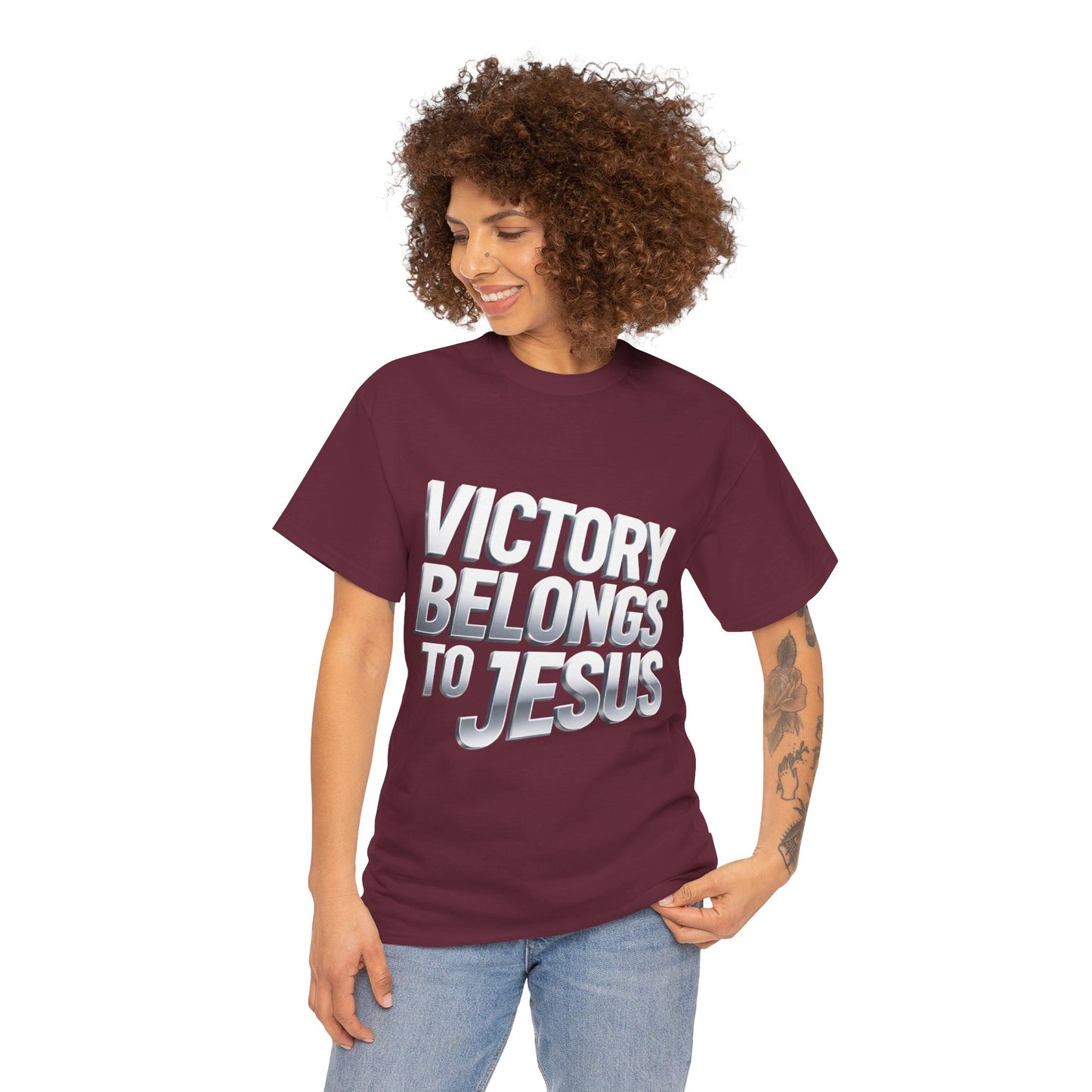 Victory Belongs to Jesus T-Shirt — Heavyweight Christian Faith Tee