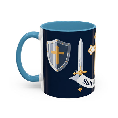 Christian Knight Coffee Mug — “Suit Up Daily” Accent Ceramic Mug