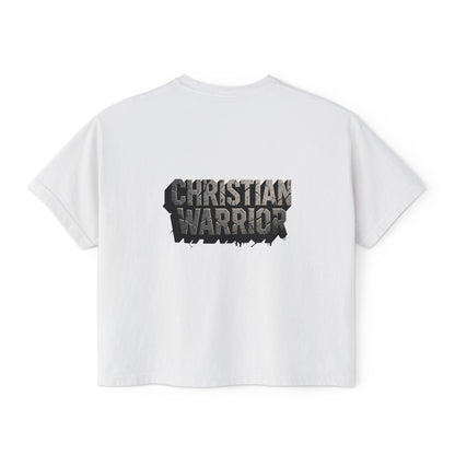 Christian Warrior Boxy Tee — Women's Faith Graphic Shirt