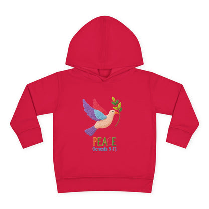 Toddler Hoodie — Colorful Peace Dove with Olive Branch & “PEACE Genesis 9:13”