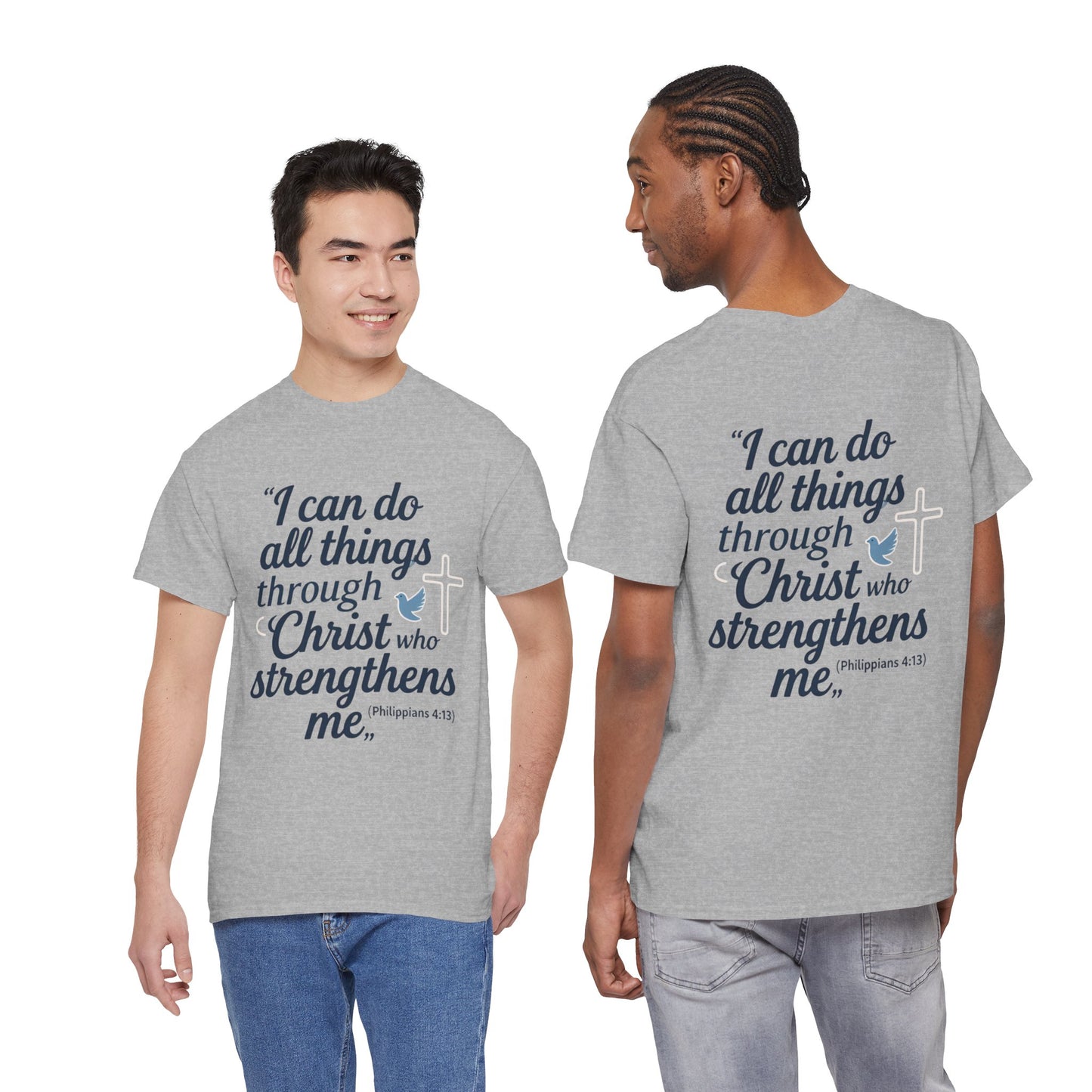 Inspirational Christian T-Shirt - "I Can Do All Things Through Christ" Bible Verse Tee