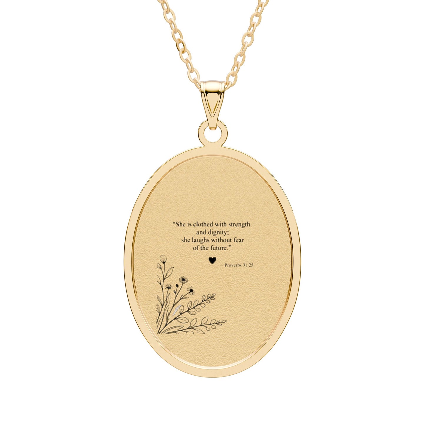 Oval Photo Pendant Necklace —  Floral Engraved Memorial Locket
