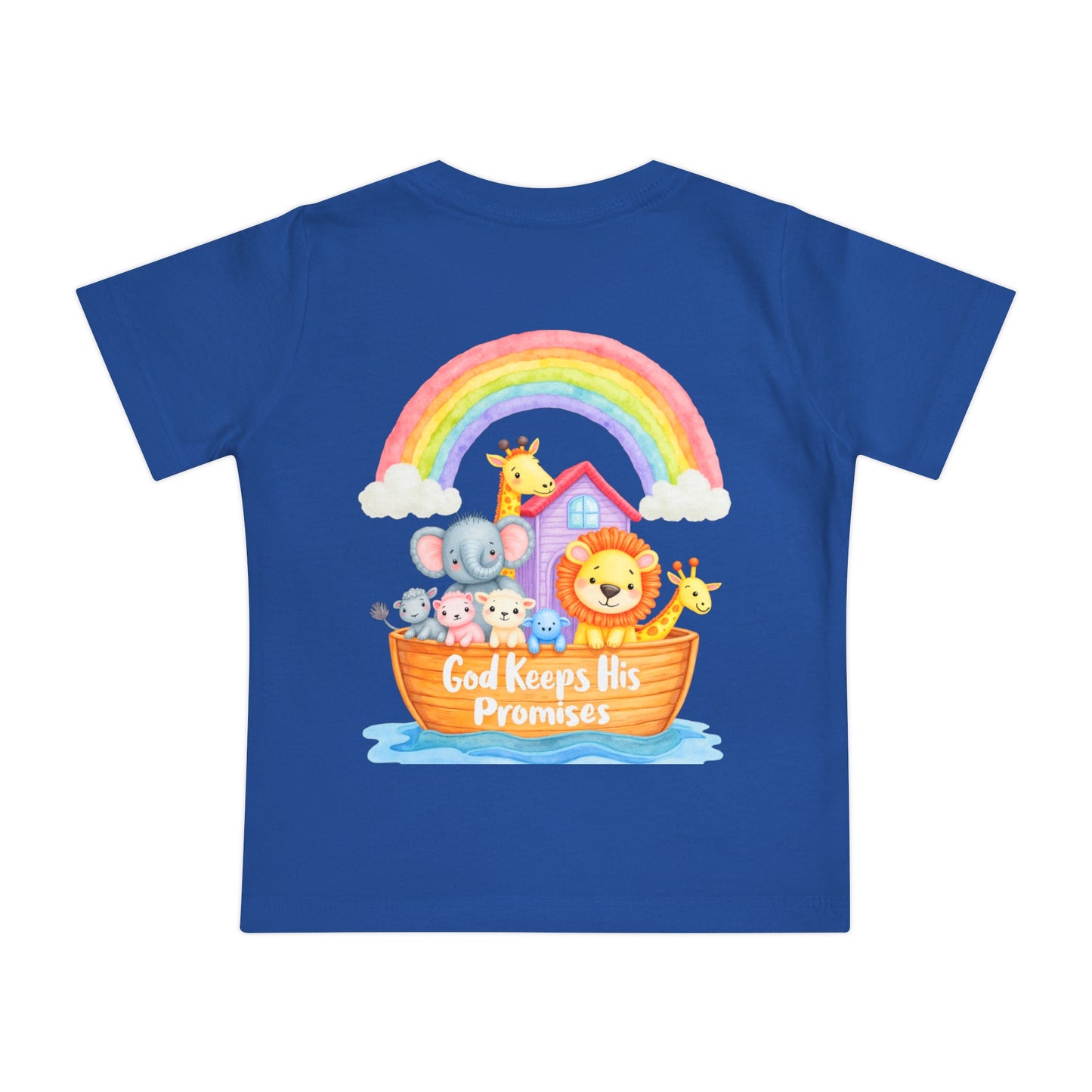 Baby T-Shirt — "God Keeps His Promises" Noah's Ark Rainbow Design
