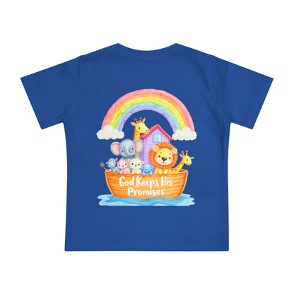 Baby T-Shirt — "God Keeps His Promises" Noah's Ark Rainbow Design