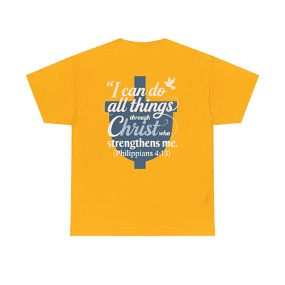 Philippians 4:13 Cotton Tee — "I Can Do All Things" Christian Prayer T-Shirt