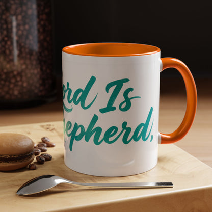 Scripture Accent Coffee Mug — Teal Hand-Lettered Encouragement (11/15 oz)