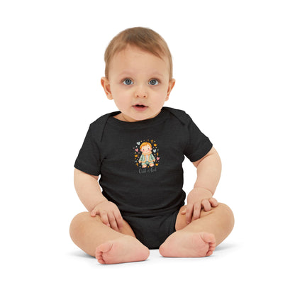 Infant One-Piece Bodysuit — Cute Little Girl Illustration "Hello World" Baby Bodysuit