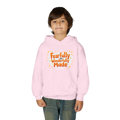 Youth Hoodie — "Fearfully & Wonderfully Made" Christian Kids Sweatshirt (Psalm 139:14)