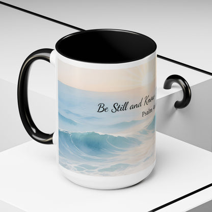 Psalm 46:10 Ocean Coffee Mug – "Be Still and Know That I Am God" Inspirational Ceramic